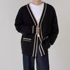 Cardigan sweater men's spring and autumn new V-neck knitted sweater Korean version loose lazy casual trendy thread coat men