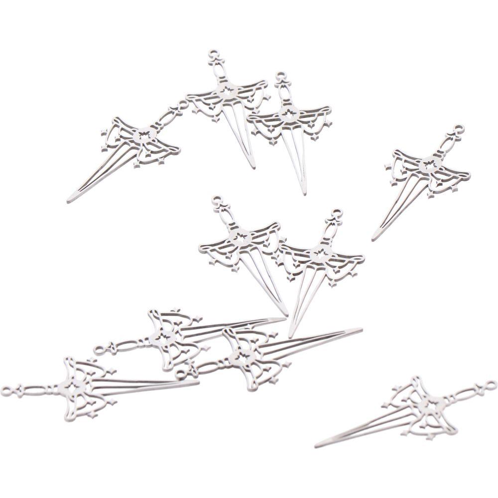 

21*45 мм филигранные подвески из нержавеющей стали 201, гравированные мечи из нержавеющей стали, подвески для ожерелья