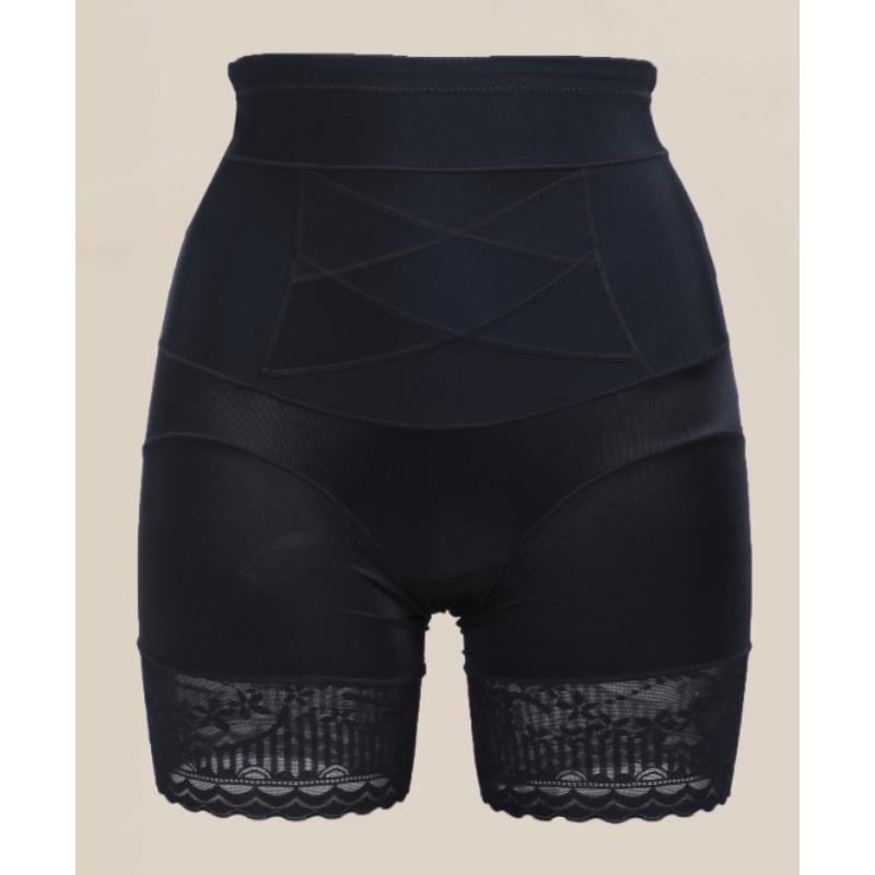 

Women High Waist Lace Tummy Control Butt Lifter Anti Curling Shapewear Safety Shorts S чорний