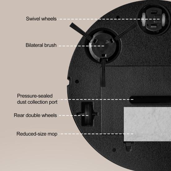 Robot Aspirapolvere Intelligente Avvio con un Click Aspirazione Laterale Funzionamento Silenzioso Scopa Aspirapolvere Mop per Pavimenti Rimozione Polvere Peli Macchie