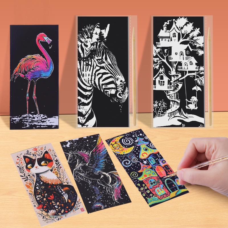 Färgglada DIY Skrapkonst Sticky Notes för Barn - Kreativa Stresslindrande Bokmärken