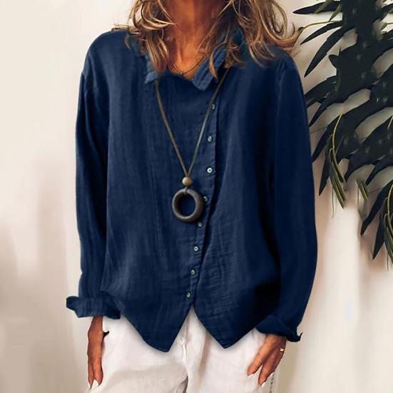 Irregular Single-breasted Women Shirt Turn-down Collar Skin-friendly Long Sleeve Solid Color Loose Blouse Ladies Clothing
