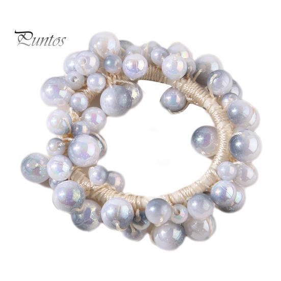 Buntes Haarseil mit Kunstperlen, hochelastisches Gummiband, Haargummi, hoher Pferdeschwanzhalter, Haar-Accessoire für Frauen