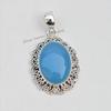 Blue Chalcedony Pendant, Boho Pendant, 925 Sterling Silver Oval Pendant, Sagittarius Birthstone, Gift For Her, Handmade Pendant