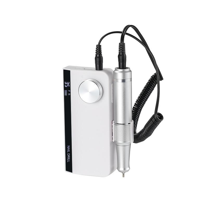 

35000 об/мин Профессиональная машинка для шлифовки ногтей для маникюрного салона, портативная, перезаряжаемая, маникюрное оборудование, электрическая полировка для ногтей матово-белый