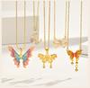 Stainless Steel Butterfly Charm Pendant Necklace for Women, Waterproof 18K Gold Plated Tarnish Free Summer Daily Layering