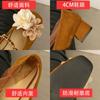 Fashion 2024 Retro Rose Shallow Mary Jane Womens Shoes Suede Strappy Flat Ballet Shoes Fashion Versatile High Heels Zapatos De Mujer
