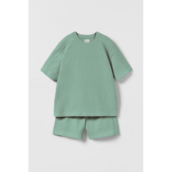 Waffelstrukturierter Shorts-Kinderanzug