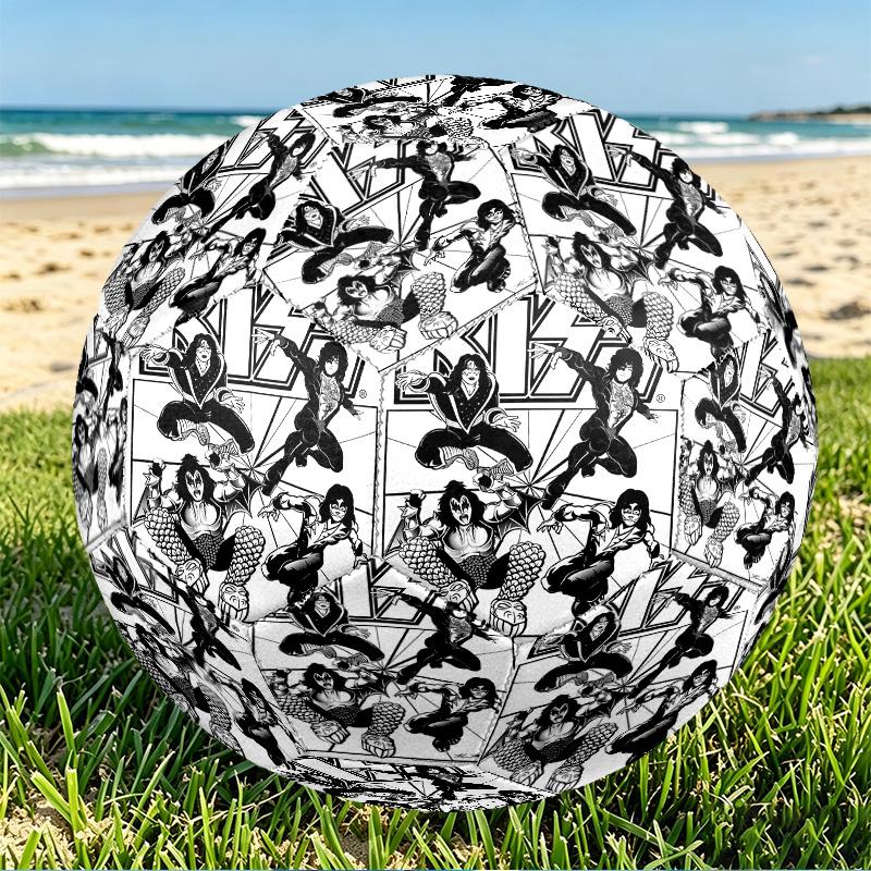Rock and Roll Print Size 5 Soccer Ball, PU Wear Resistant Football for Match Training and Daily Practice, Birthday Gift for Soccer Fans
