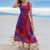 Ladies' Floral Summer Casual and Fashionable Sleeveless Long Dress