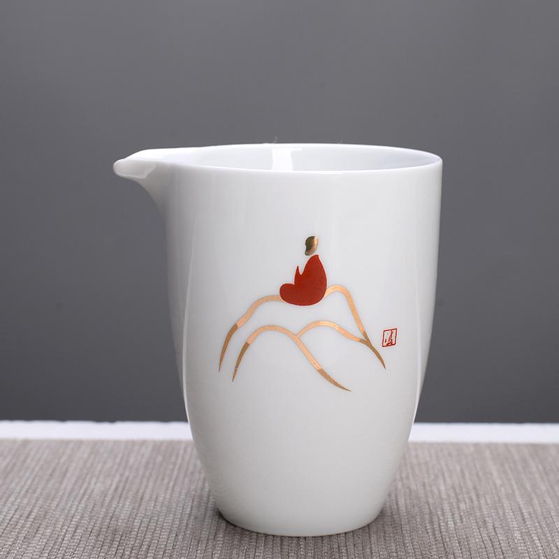 

Высококачественный белый фарфоровый чайник Fair Cup, расписанный вручную, чайник для чая Kung Fu, кружка Gongdao, чайная посуда 280 мл