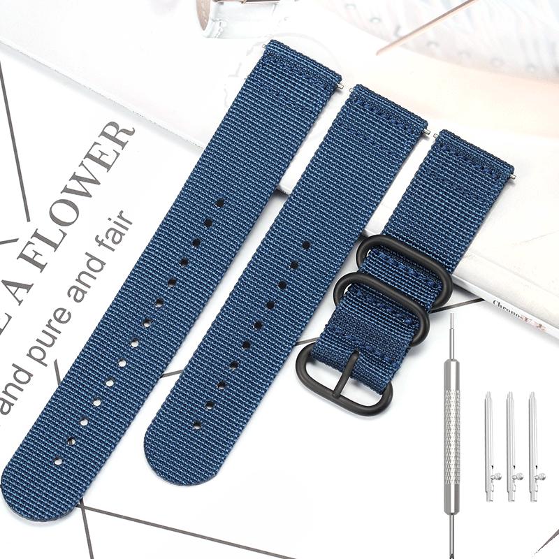 20mm 22mm 24mm Extended Nylon Straps For Men Women Canvas Bracelet Three Section Watch Band Heavy Metal Buckle Accessories