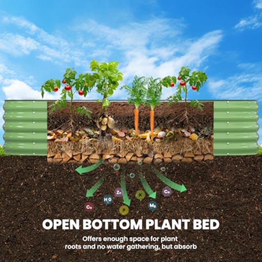 Galvanized Raised Garden Bed 8x2x1.5 FT Oval Metal Outdoor Planter Box with Open Bottom Rust-Resistant Steel Garden Bed for Veg