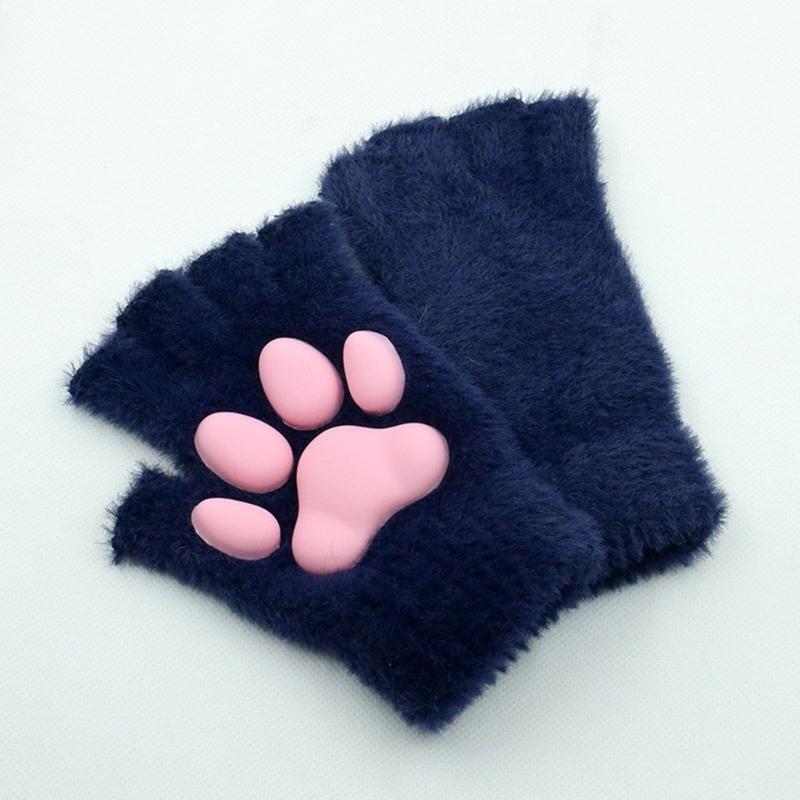 Adult Teens Halloween Gloves Cosplay Mittens Fingerless Gloves Cartoon Cat Paw Shape Mittens Carnivals Party Supplies