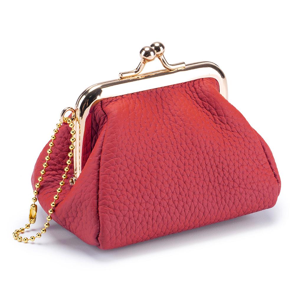 Women's Mini Cowhide Leather Clasp Coin Purse