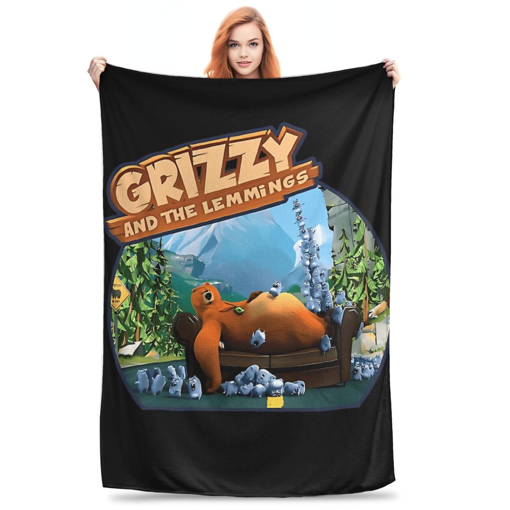 Coperta da Viaggio di Sopravvivenza Grizzly e Lemming Qualità Morbida Coperta Plaid Inverno Ragazze Ragazzi Soggiorno Moda Copriletto