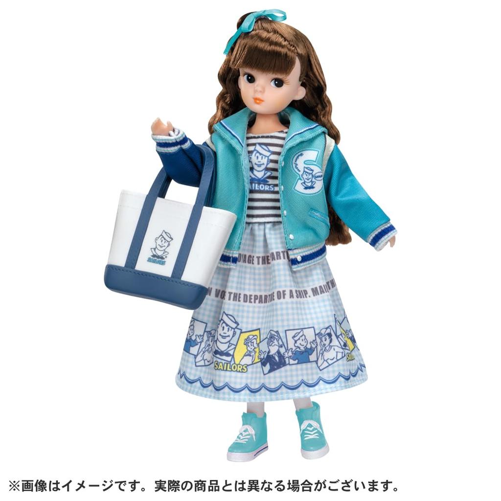 Takara Tomy Doll Retro Licca Sailor Marine Fashion Pretend Play Toy for Ages 3 and Up Licca-chan Dress-Up