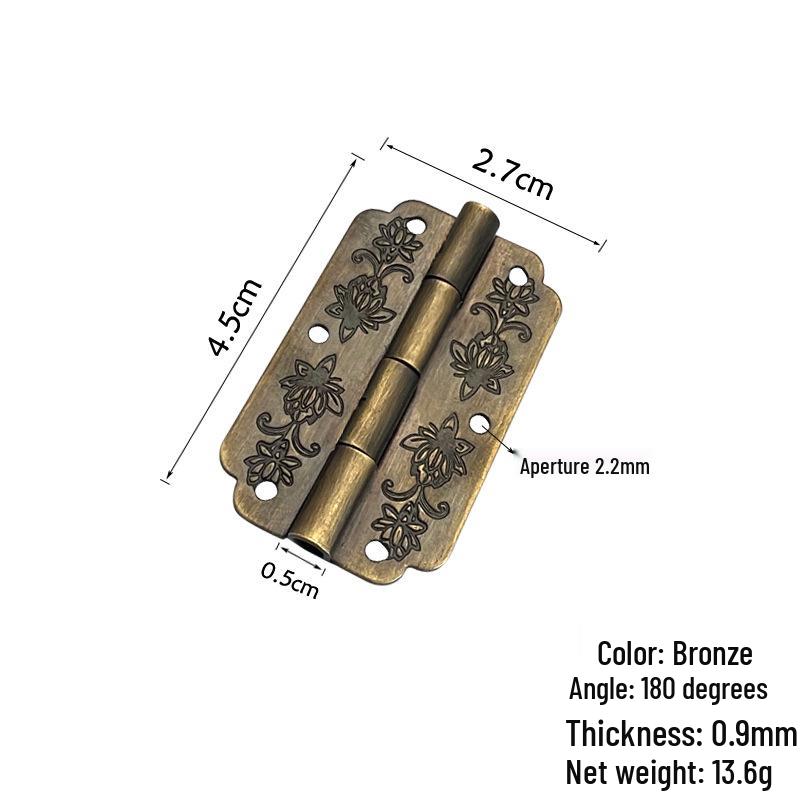 Retro Brass Folding Butt Hinge - Pure Copper, Leather Box, Cabinet & Furniture Hardware