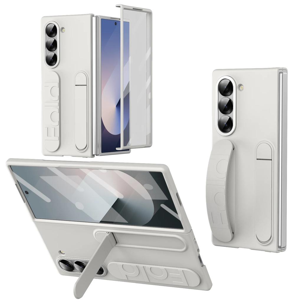 Luxus Original Handyhülle für Samsung Galaxy Z Fold 7 6 5 4 Schutzhülle mit Halterung Glasfolie Silikon-Griff Hartschalenhülle