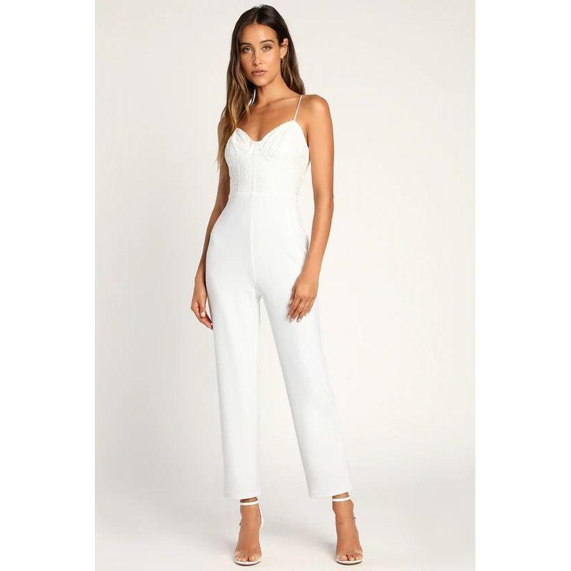 

Lace Stitching Elegant Adult Lady like Woman Tall Slim-Fit Sling Temperament White XL