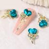 Yousheng 10Pcs/Set Nail Art Charm Golden Bowknot 3D Alloy Luxury Cute DIY Solid Colored Rhinestone Love Heart Nail Decoration Salon Home Use