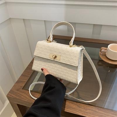 Women'S Bag Fashion Small Square Bag Texture Pu Handbag Niche Simple Shoulder Bag Messenger Bag