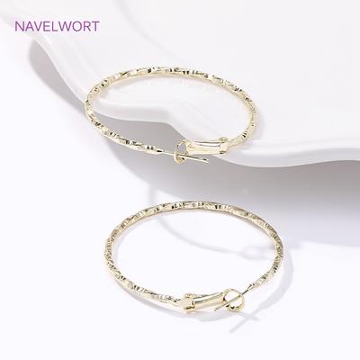 14K Gold Plated Brass Vintage Twist Circle Geometric Hoop Earring Big Round Circle Earring Trendy For Women Party Jewelry Gift