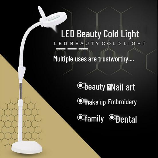 Beauty LED Cold Light Strip Magnifying Glass Floor Lamp for Eyebrow Tattooing, Manicure, Eyelash Extensions, and Embroidery