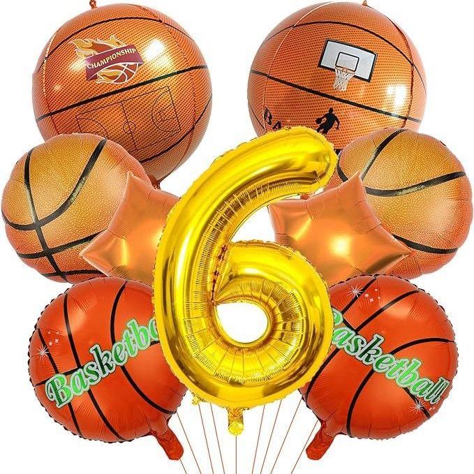 18-inch aluminum foil basketball-shaped balloons for boys' parties, ideal for decorating children's birthday parties