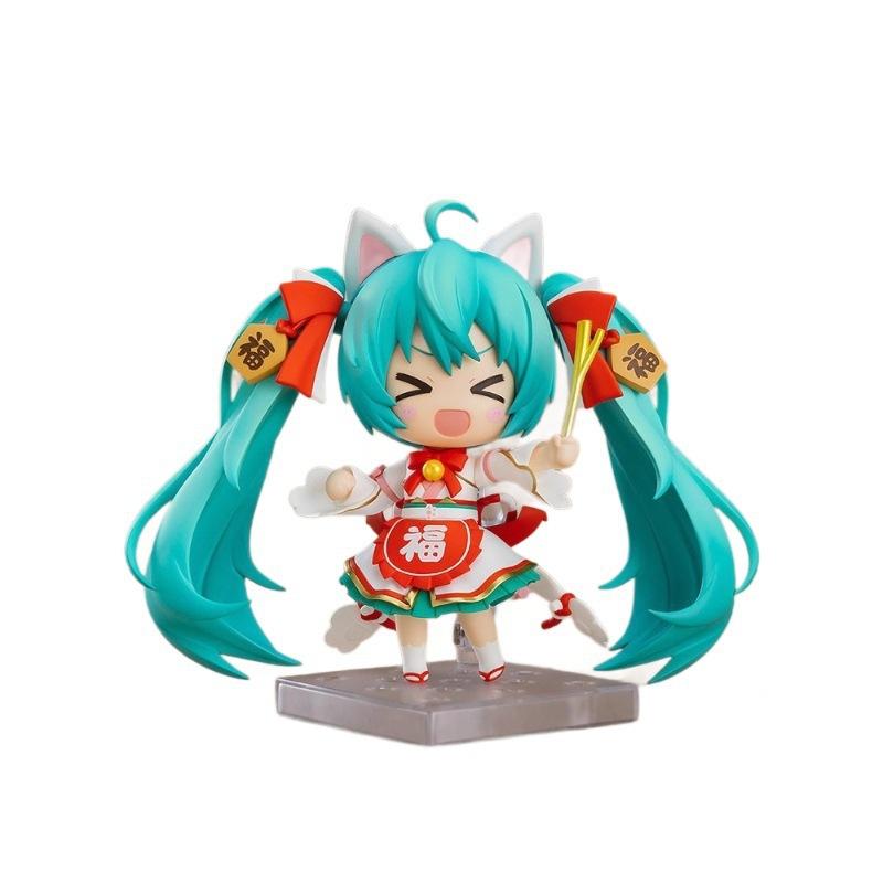 Nendoroid Hatsune Miku Black Maneki Miku Ver Q Version Pvc Anime Actionfigur Samlarbar Modell Leksak