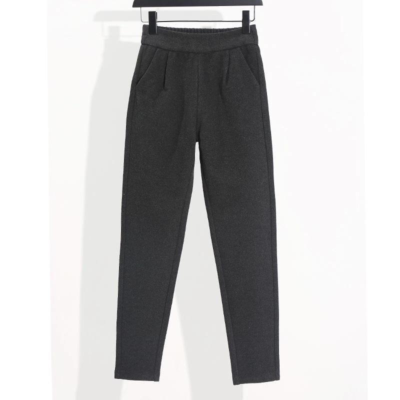 3 Colors Woolen Pants Women's Harem Pencil Pants Autumn Winter High Waist Elastic Korean Style Lady Suit Pants Trousers