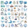 50pcs/pack New Hand Drawn Ocean Series Graffiti Stickers For Luggage Phone Guitar Water Cup Movable Stickers