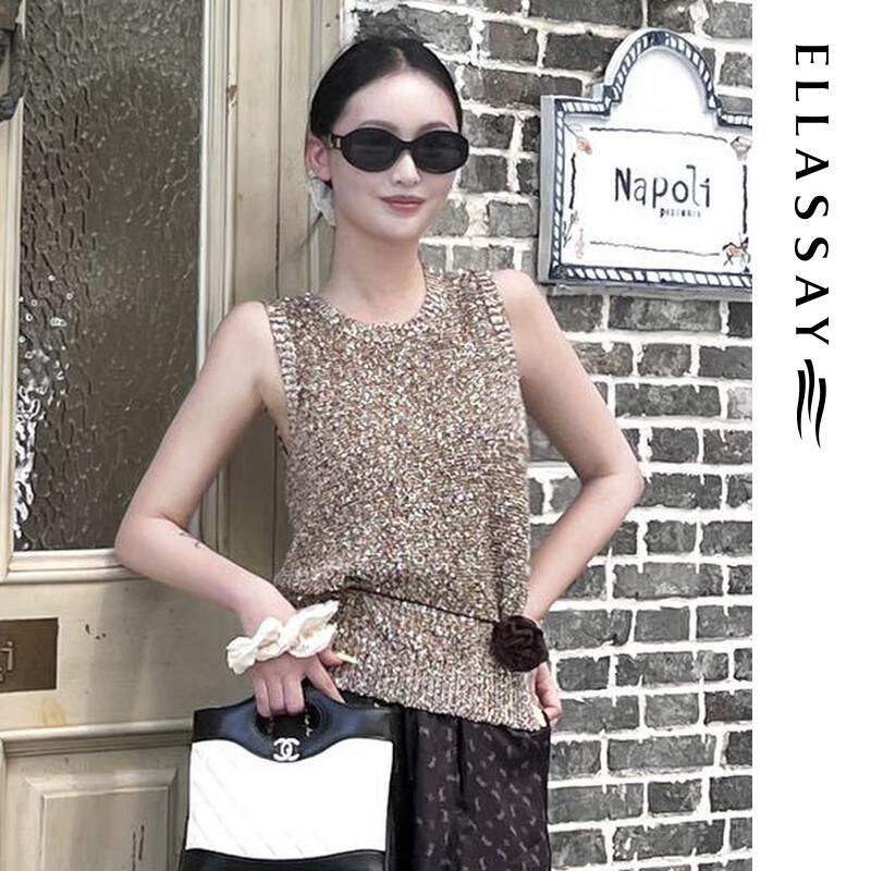 

ELLASSAY Women s Old Money Style Cotton Knit Sleeveless Top M