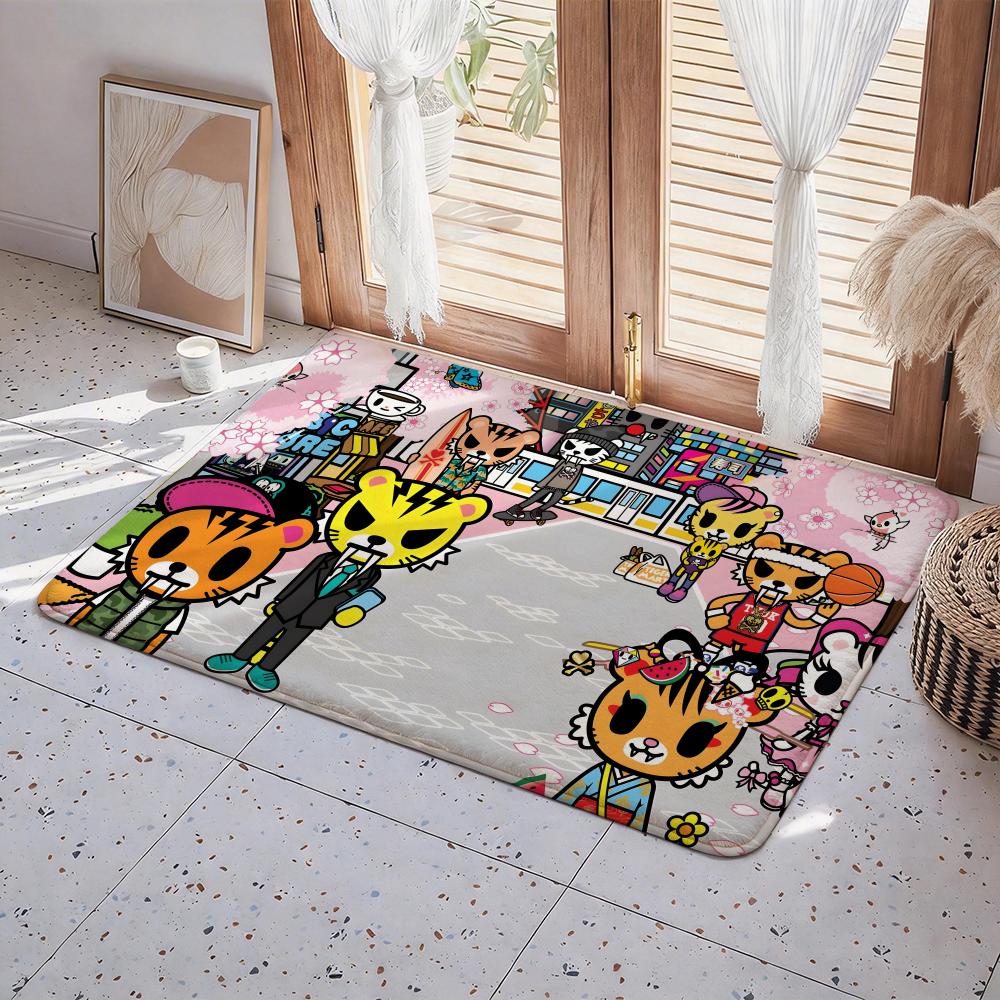Character T tokidoki Floor Mat Eco Flannel Doormat Non Slip Odorless Indoor Floor Rug Soft Short Plush Home Mat