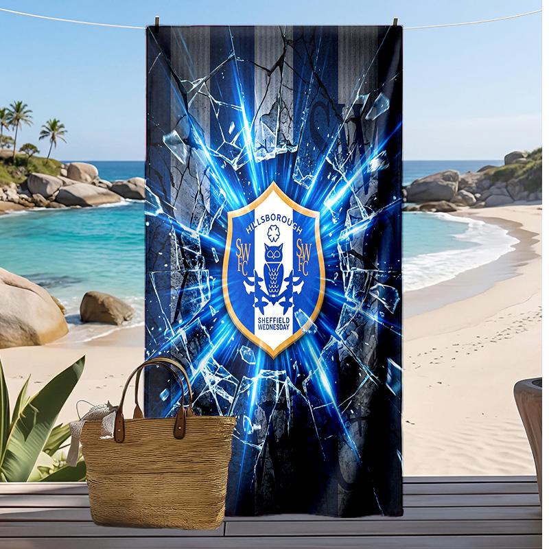 Sheffield Wednesday Football Print Beach Towel, Large Soft Quick Dry Towel for Beach Camping Swimming