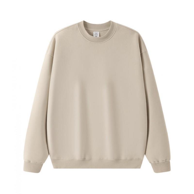 Herren Oversized Uni Farbe Fleecegefüttert Rundhals Sweatshirt Herbst Winter Lässig Streetwear Unisex