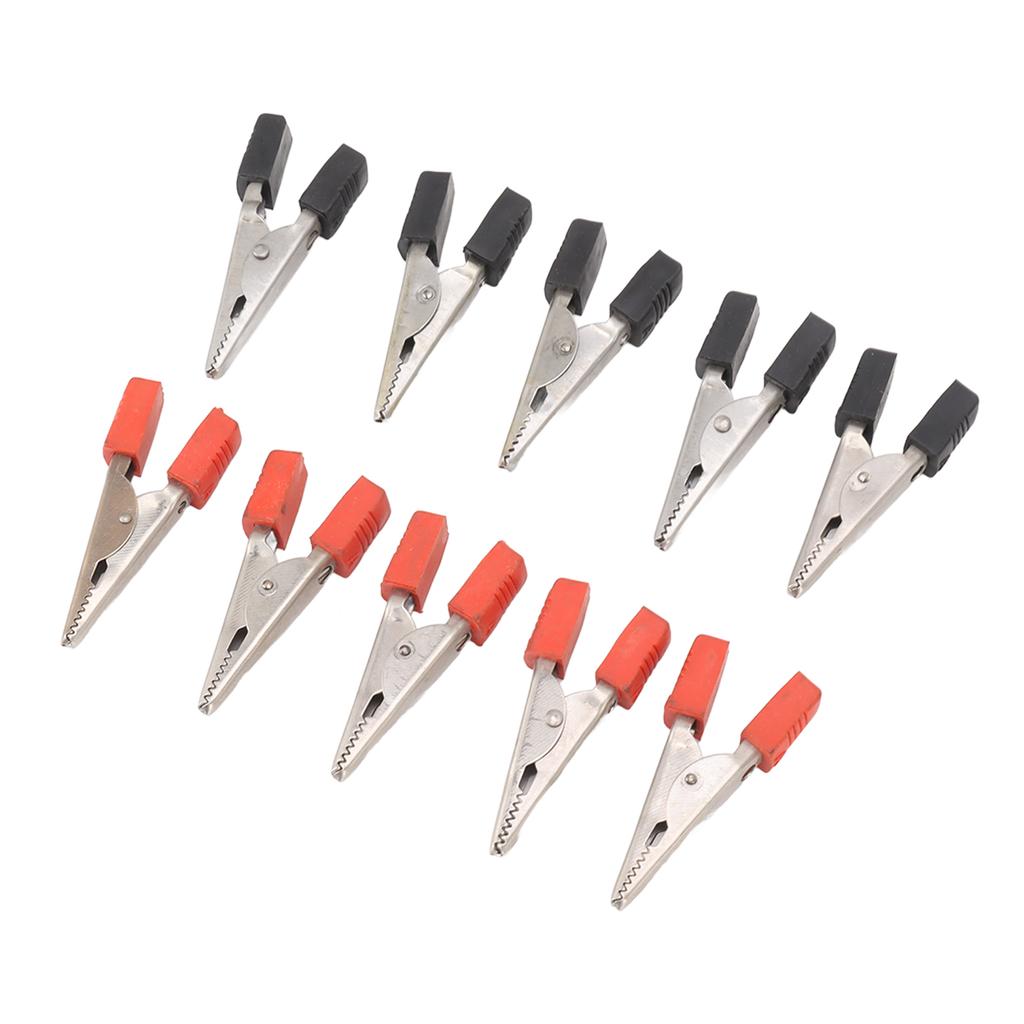 20 Pcs Crocodile Clip Red and Black 1cm Opening Electrical Test Clamp Stainless Steel Battery Cable