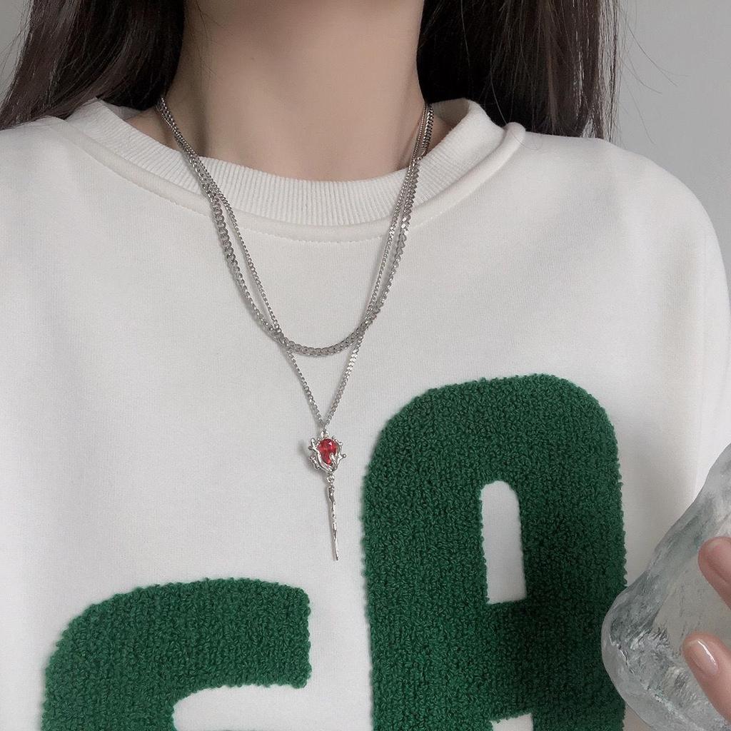 Xiaohongshu-Inspired Rose Scepter Necklace: Women's Chic, Sweet & Cool Dark Series