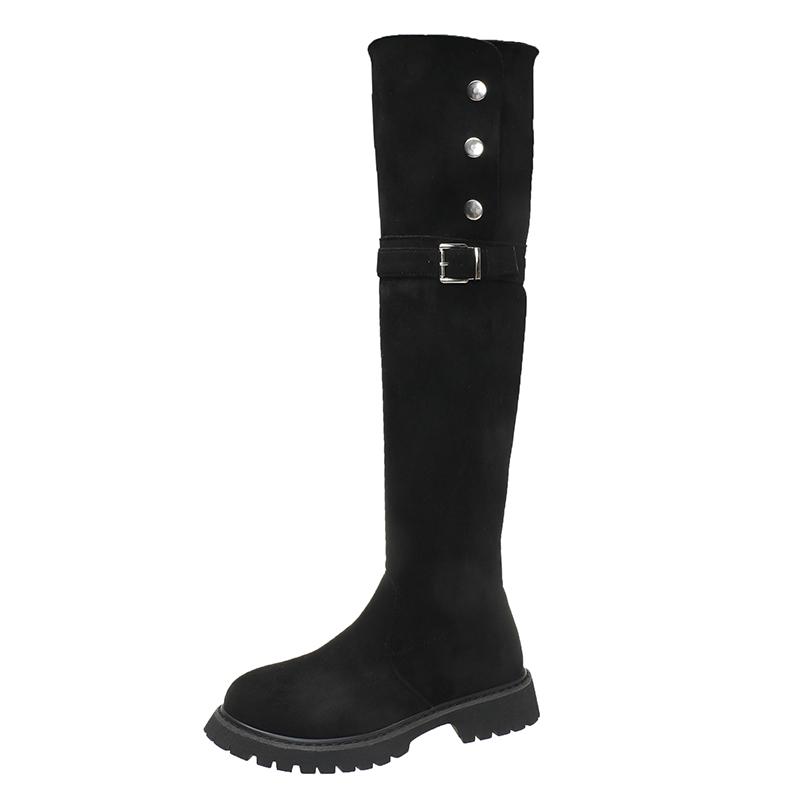 

Хлопковые ботинки Зима Новые Круглый носок Замша Боковая молния Заклепка Плюс Хлопок Платформа Противоскользящие Износостойкие Высокие ботинки 40