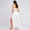 Womens Square Neck Slip Dress Sexy Backless Split Maxi Streetwear