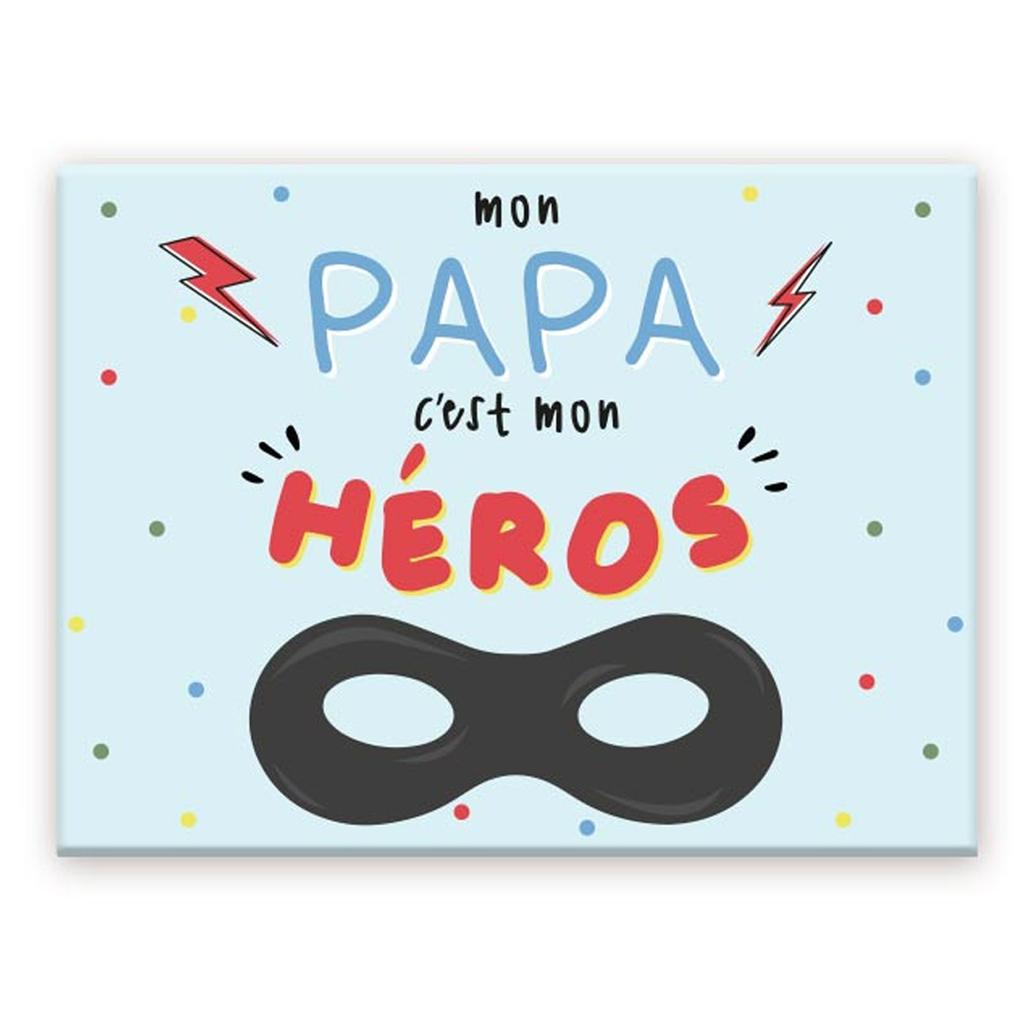 Les Trésors De Lily [A3614] - Ceramic Magnet 'Dad' Blue (my Dad Is My Hero) - 8x6cm