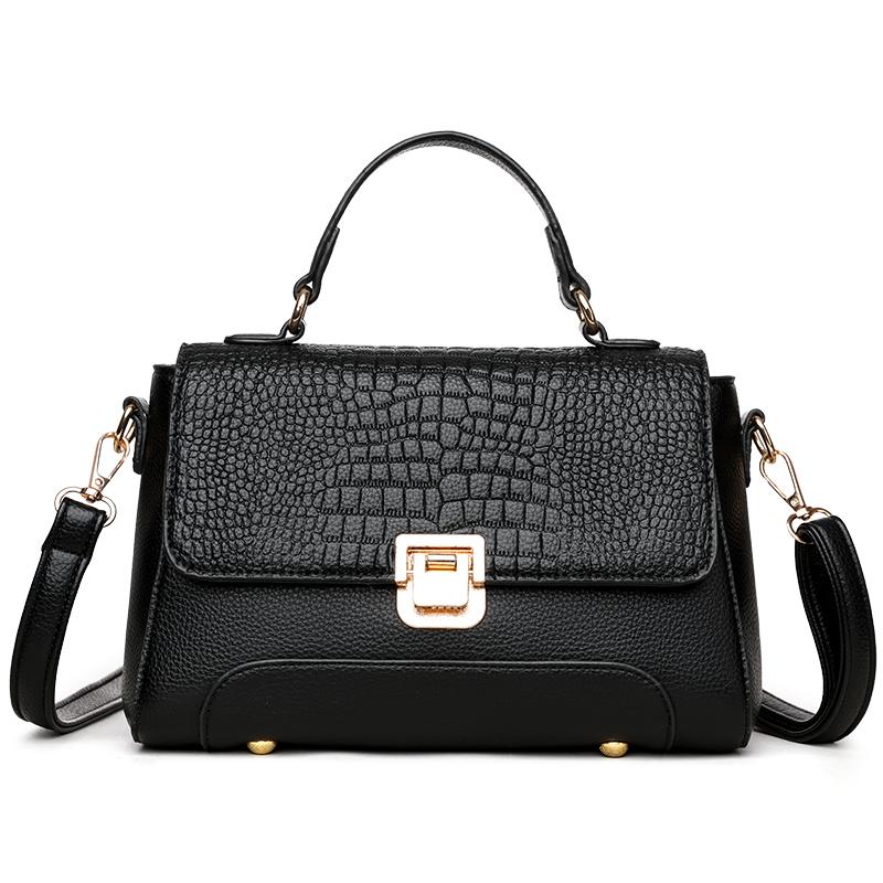 

Новая сумка через плечо с клапаном для женщин, однотонная сумка с крокодиловым узором, женская модная кожаная сумка с карманом