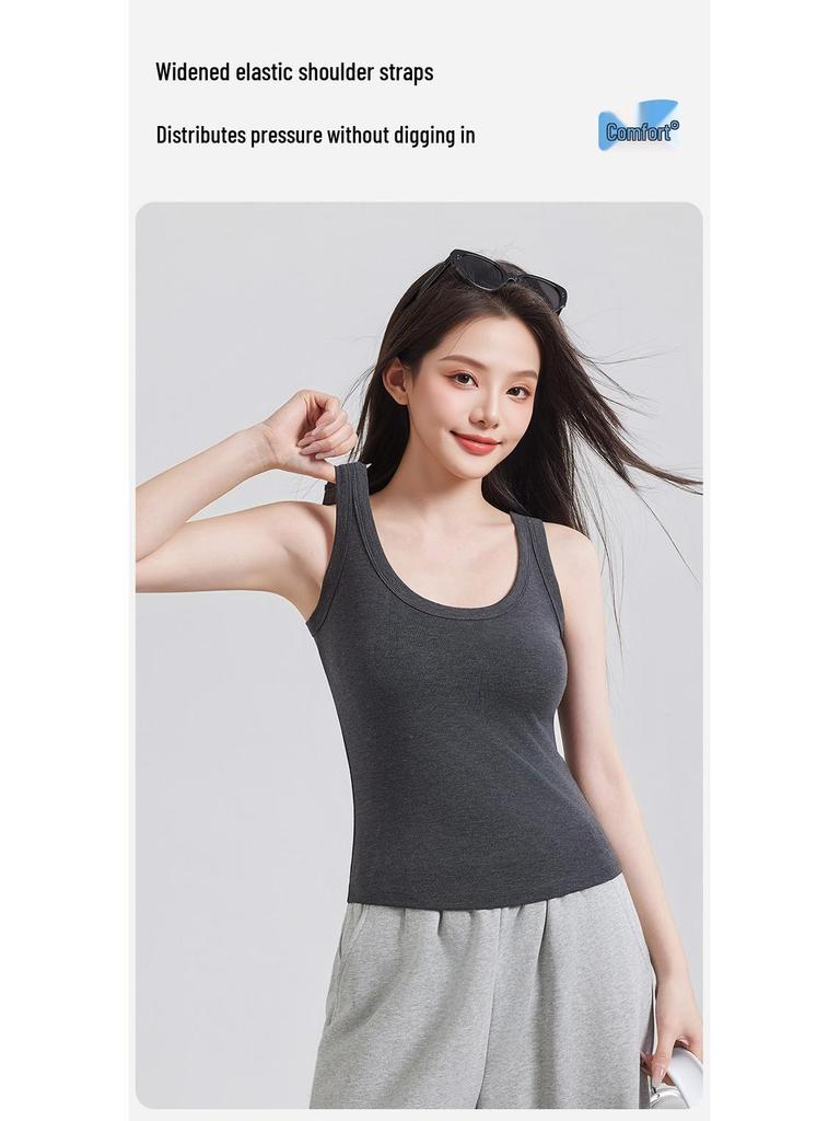 Women's Summer Tencel Lyocell U-Neck Knit Vest, Sleeveless with Narrow Shoulders - Stylish Inner or Outer Layer Top