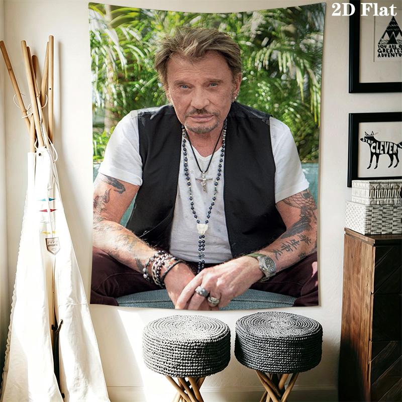 Johnny Hallyday Legend Music Tapestry Background Cloth Fashion Print Homestay Soft Decoration Tapestry Soft Wall Decoration