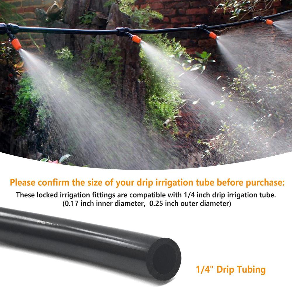 10M-30M DIY Automatic Plant Watering System Mist Irrigation Kit, 1/4" Drip Tubing with Two-Ways Connector and Locking Misters