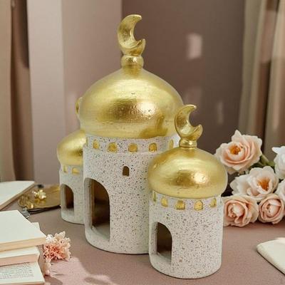 Mosque Sculpture Castle Building Figurine Micro Landscape Decor Desktop Ramadan Decoration for