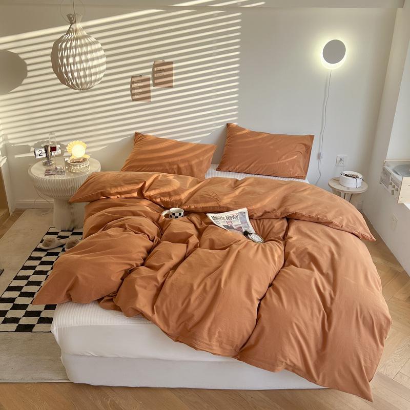 Ins Solid Color Washed Cotton Quilt Cover Single and Double Four Seasons Pure Cotton Quilt Cover