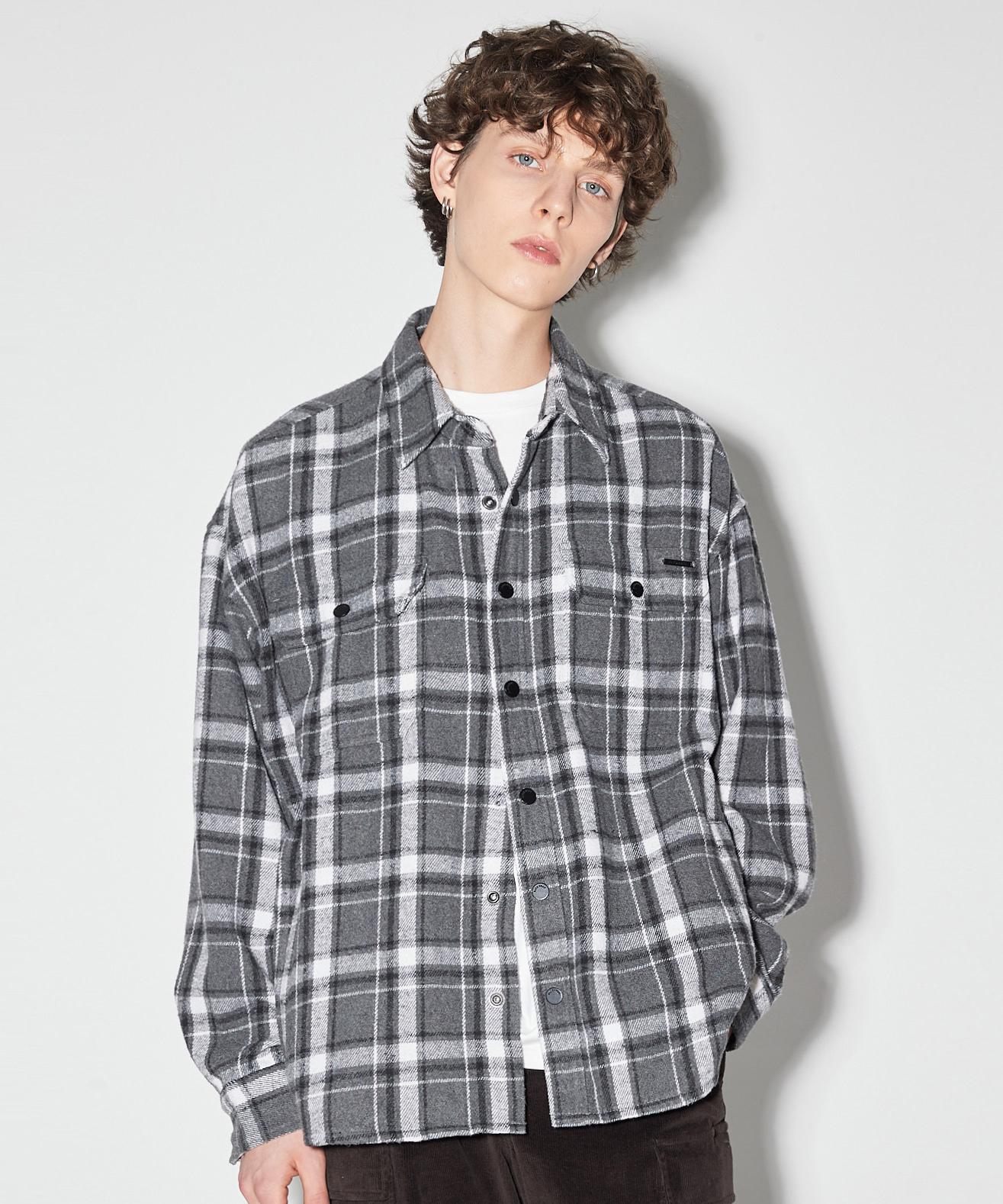 Burkeru Flannel Two-Pocket Check Shirt Black Black_M