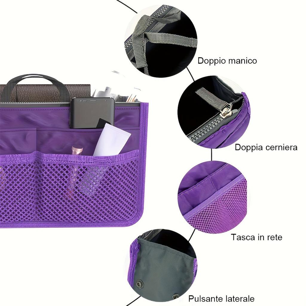 Bolsa de almacenamiento multifuncional de doble pliegue, doble cremallera, gran capacidad, disposición de almacenamiento, artículos de tocador de maquillaje, bolsa de clasificación grande