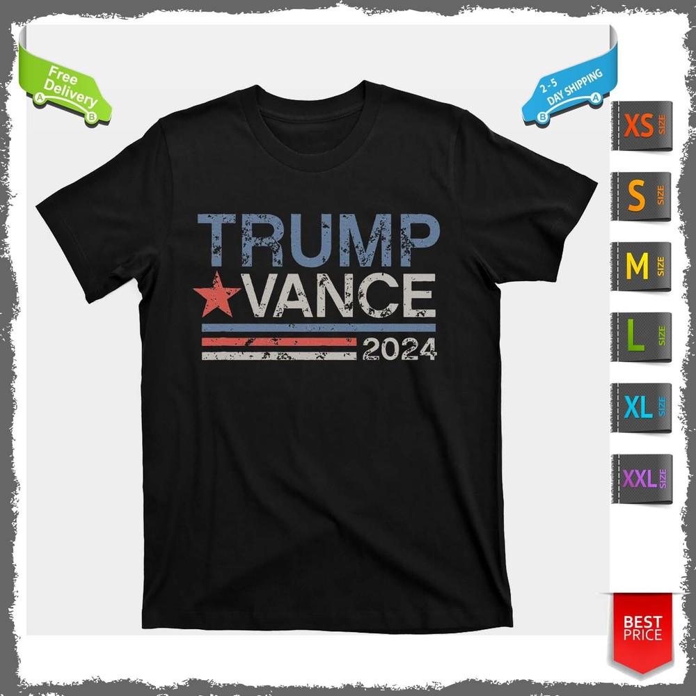 Trump Vance 2024 Retro Featuring Trump And Jd Vance T-Shirt For Men And Women Unisex T-Shirt S